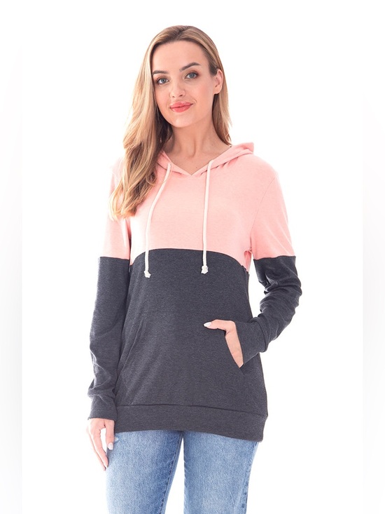 Bearsland Tops - Bearsland | Nursing Hidden Zippers Hoodie Pink Gray Women's Size Large